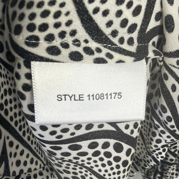 Tory Burch Blouse Womens 6 Silk Top Ruffle Long Sleeve Black White Dot Print - Picture 8 of 8